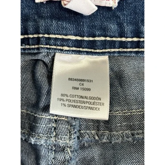 Bongo Skinny Crochet Sequins Med Wash Denim Jeans Size 7 Low Rise Pockets - Picture 6 of 8